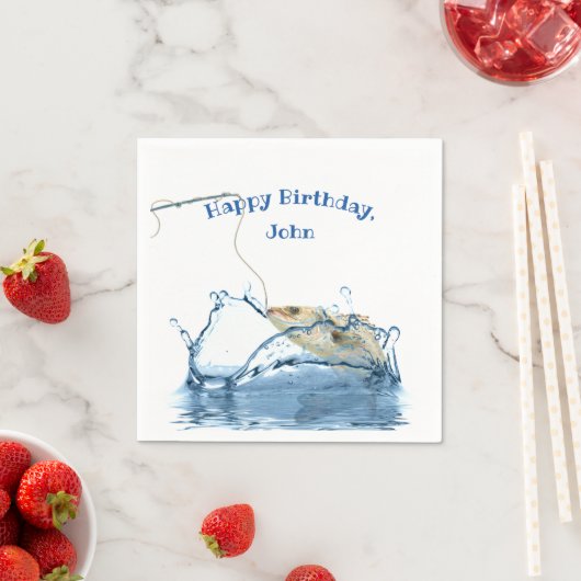 Serviette En Papier grand poisson dans l'eau fête d'anniversaire (En situation)
