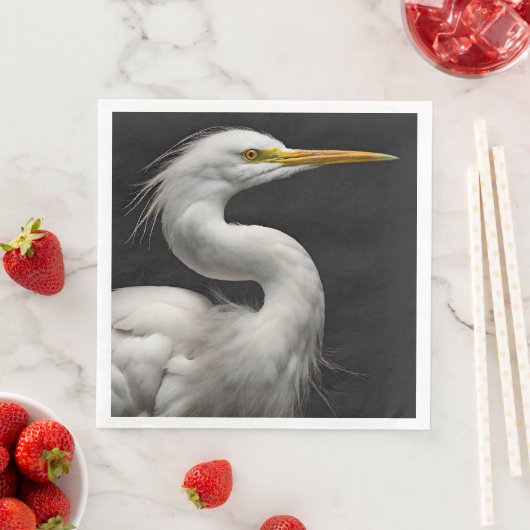 Serviette En Papier Grand Portrait d'aigle blanche II (En situation)