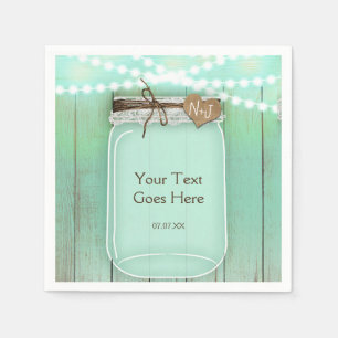Serviette En Papier Grand pot Mason & Lumières Mariage Rustique Menthe