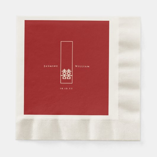 Serviette En Papier Grand Rectangle double bonheur Mariage chinois (Devant)