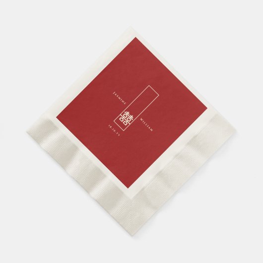 Serviette En Papier Grand Rectangle double bonheur Mariage chinois (Coin)