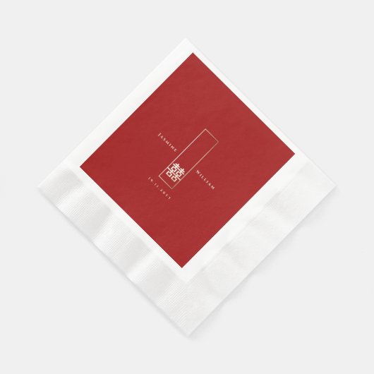 Serviette En Papier Grand Rectangle double bonheur Mariage chinois (Coin)