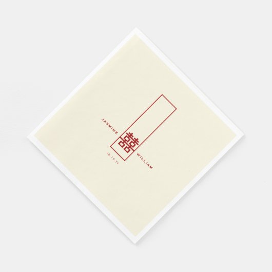 Serviette En Papier Grand Rectangle double bonheur Mariage chinois (Coin)