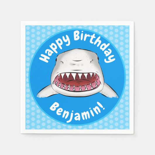 Serviette En Papier Grand requin blanc moyen dessin animé (Devant)