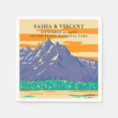Serviette En Papier Grand Teton National Park Mariage Retro (Devant)
