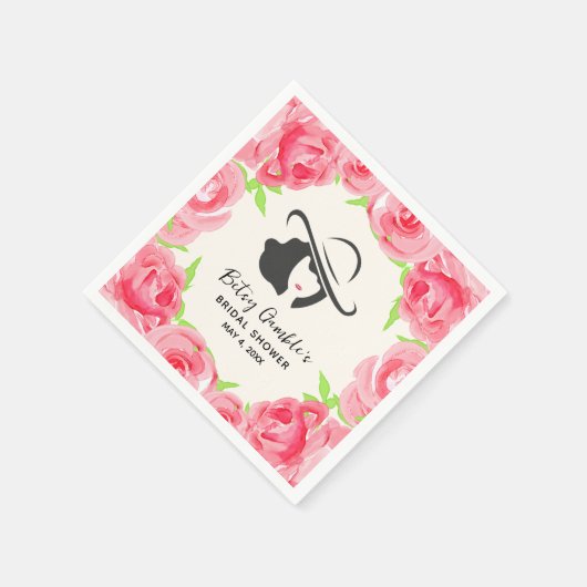 Serviette En Papier Grande Casquette Rose Derby Fête des mariées (Coin)