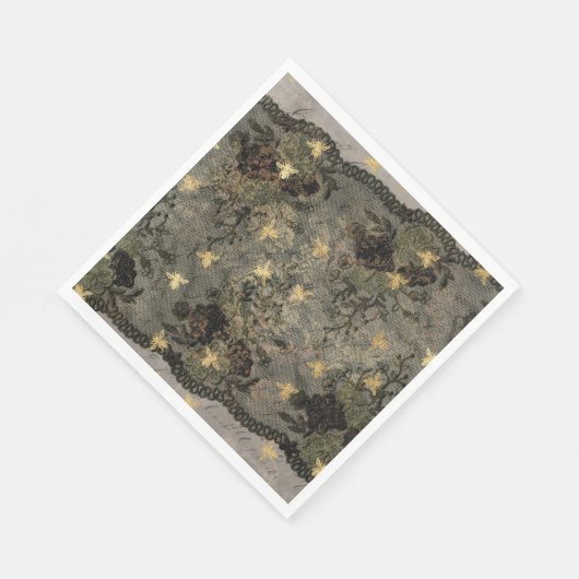 Serviette En Papier Grande dentelle noire en or Bee (Coin)