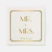 Serviette En Papier Grande Gatsby Art Déco Ecru Mariage blanc (Devant)