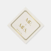 Serviette En Papier Grande Gatsby Art Déco Ecru Mariage blanc (Coin)