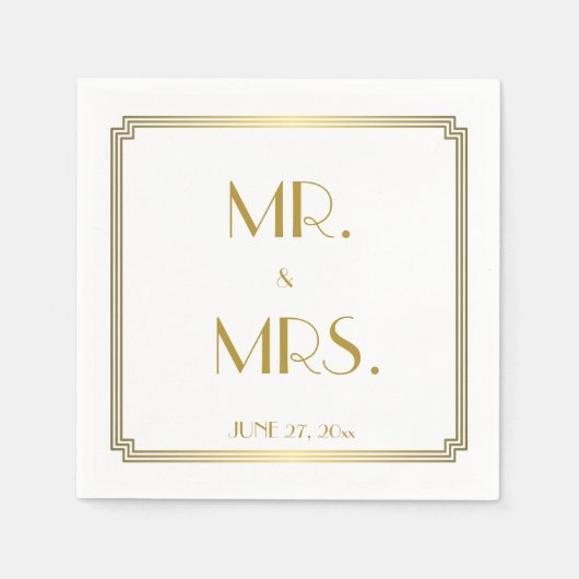 Serviette En Papier Grande Gatsby Art Déco Mariage blanc (Devant)