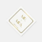 Serviette En Papier Grande Gatsby Art Déco Mariage blanc (Coin)