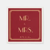 Serviette En Papier Grande Gatsby Art Déco Mariage Rouge (Devant)
