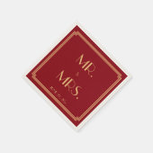 Serviette En Papier Grande Gatsby Art Déco Mariage Rouge (Coin)