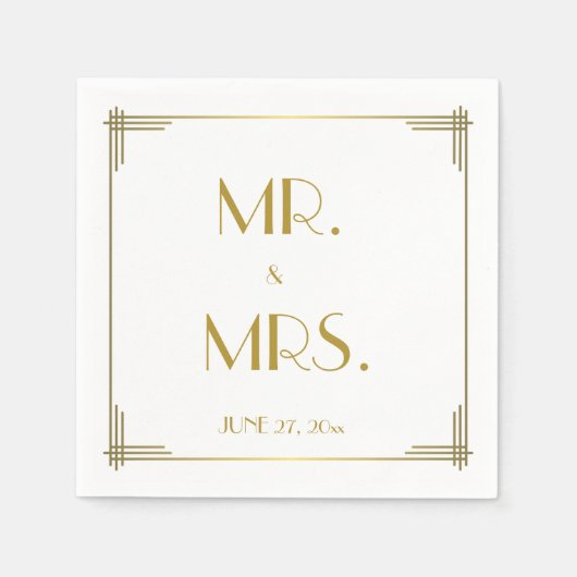 Serviette En Papier Grande Gatsby Gold Art Déco Mariage serviettes (Devant)