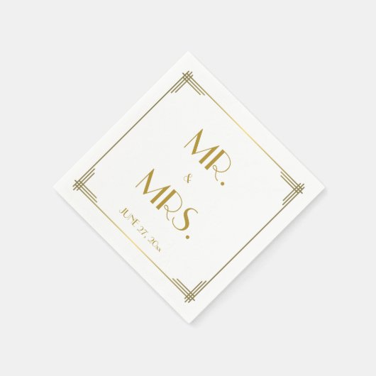 Serviette En Papier Grande Gatsby Gold Art Déco Mariage serviettes (Coin)
