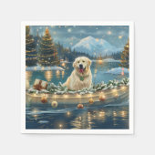 Serviette En Papier Grande Pyrénées Noël Festive Voyage (Devant)