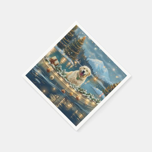 Serviette En Papier Grande Pyrénées Noël Festive Voyage (Coin)