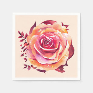 Serviette En Papier Grande Rose rose rose simple