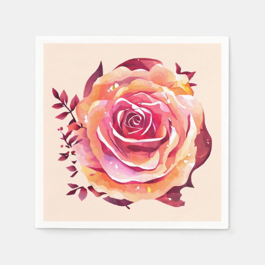 Serviette En Papier Grande Rose rose rose simple (Devant)