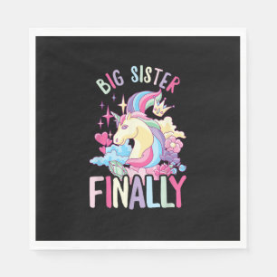 Serviette En Papier Grande Sœur Enfin Licorne Nouveau-Né Frère et Soeu
