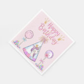 Serviette En Papier Grande typographie Joyeux Anniversaire rose et or (Coin)