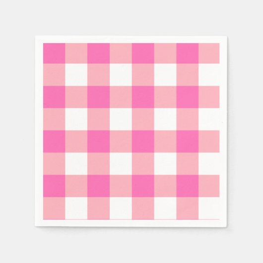 Serviette En Papier Grandes En vichy carreaux roses (Devant)