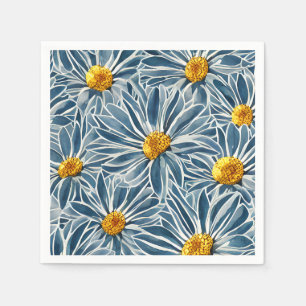 Serviette En Papier Grandes Fleurs bleues et jaunes Motif sans couture