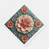 Serviette En Papier Grandes fleurs de corail (Coin)