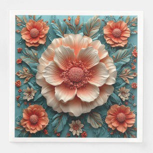 Serviette En Papier Grandes fleurs de corail