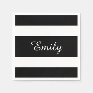 Serviette En Papier Grandes Noires Et Blanches Modernes Nom Imprimer