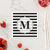 Serviette En Papier Grandes noires et blanches Monogrammes serviettes (En situation)