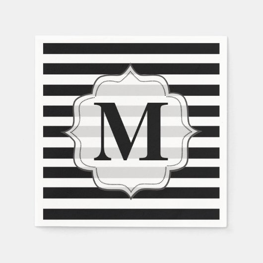 Serviette En Papier Grandes noires et blanches Monogrammes serviettes (Devant)