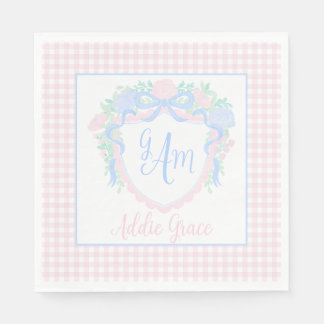 Serviette En Papier Grandmillennial Watercolor Crest Premier anniversa