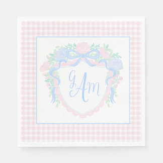 Serviette En Papier Grandmillennial Watercolor Crest Premier anniversa
