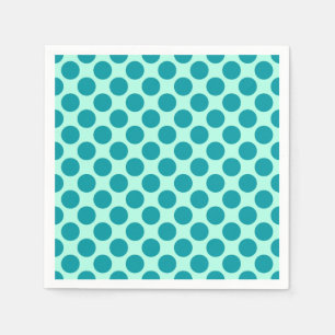 Serviette En Papier Grands points rétro - aqua et turquoise