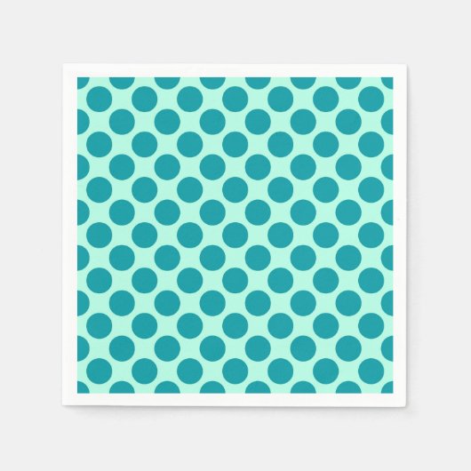 Serviette En Papier Grands points rétro - aqua et turquoise (Devant)