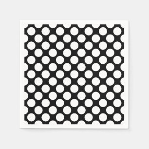 Serviette En Papier Grands points rétro - blanc et noir
