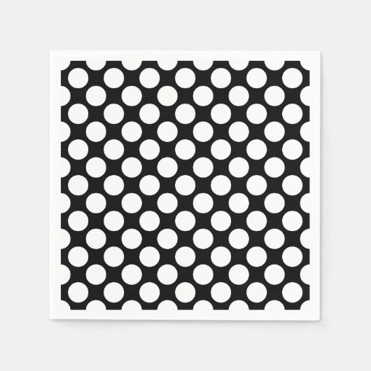 Serviette En Papier Grands points rétro - blanc et noir (Devant)