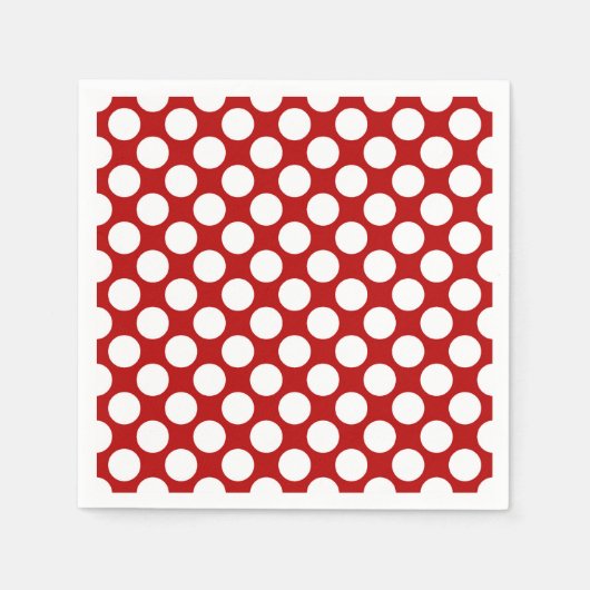 Serviette En Papier Grands points rétro - blanc et rouge (Devant)