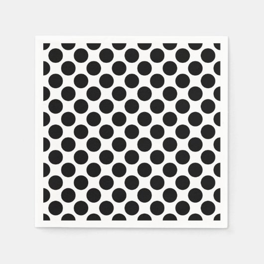 Serviette En Papier Grands points rétro - noir et blanc (Devant)