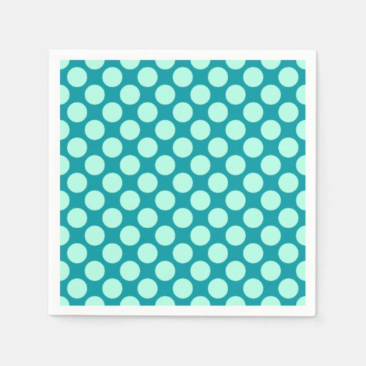 Serviette En Papier Grands points rétro - turquoise et aqua (Devant)