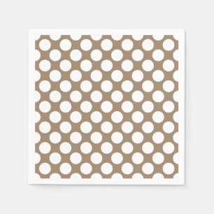 Serviette En Papier Grands rétros points - blanc et taupe bronzages