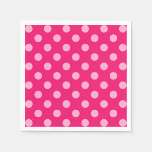 Serviette En Papier Grands rétros points, fuchsia et rose en pastel