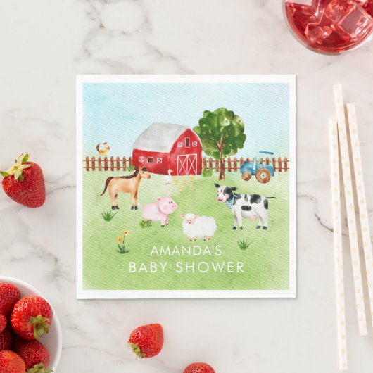 Serviette En Papier Grange Animaux Papier Baby shower neutre serviette (En situation)