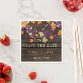 Serviette En Papier Grange Bois Plum Rustique Feuilles d'automne Enreg (En situation)