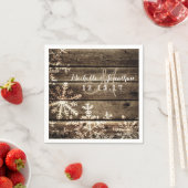 Serviette En Papier Grange Bois Snowflakes Rustique Mariage d'hiver Na (En situation)
