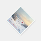 Serviette En Papier Grange Rouge Noël Dans Le Pays Neige (Coin)