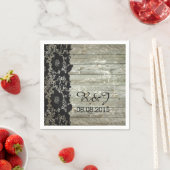 Serviette En Papier grange rustique dentelle mariage campagnard modern (En situation)