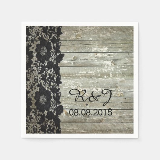 Serviette En Papier grange rustique dentelle mariage campagnard modern (Devant)