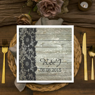 Serviette En Papier grange rustique dentelle mariage campagnard modern